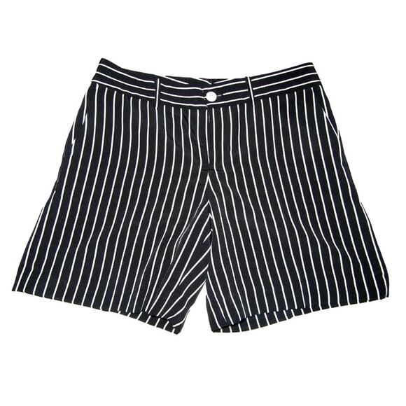 Ralph Lauren Women's Shorts Silky Black With White Striped Shorts Sz 8 - Picture 2 of 9